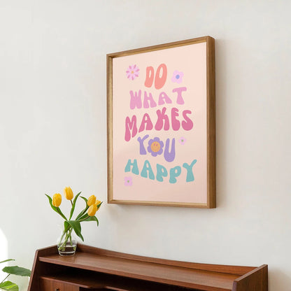 Funky Quote Retro Wall Art 60s 70s Aesthetic Poster Print Groovy Preppy Room Decor Flower Canvas Painting Colorful Fashion - NICEART