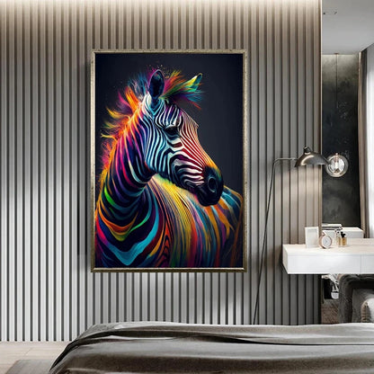 Colorful Zebra Canvas Print Art Abstract Animal Posters and Prints Wall Art Painting Animal Pictures For Living Room Home Decor - NICEART