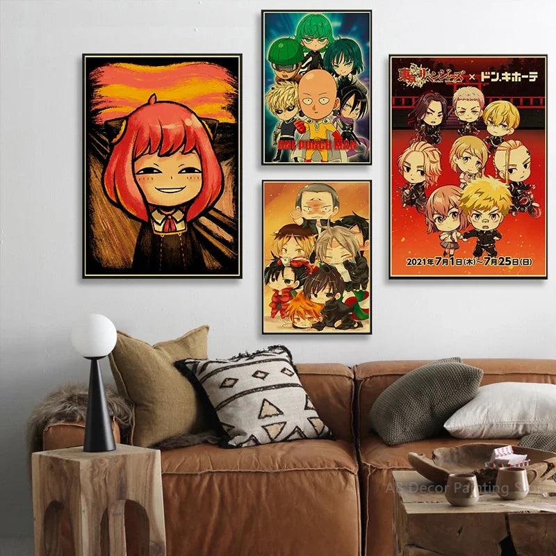 Anime Poster Spy X Family Anya Meme Retro Kraft Paper Prints Picture Cartoon Vintage Home Room Cafe Bar Art Wall Decor Painting - NICEART
