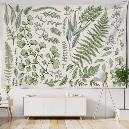 Floral And Green Plants Tapestry Wall Hanging Fern Leaves Boho Nature Landscape Aesthetic Room Home Decor