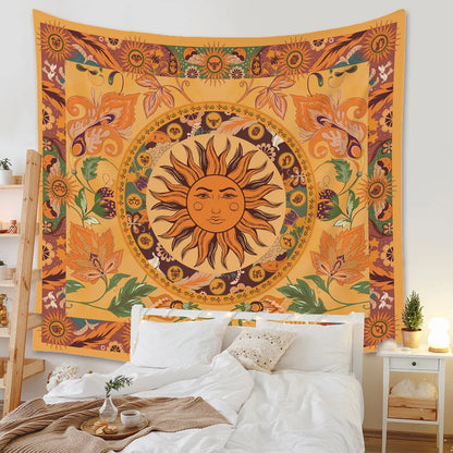 Beautiful Bohemian Interior Decoration Tapestry Psychedelic Sun And Moon Hippie Datura Flower Home Hanging On The Wall Tapestry