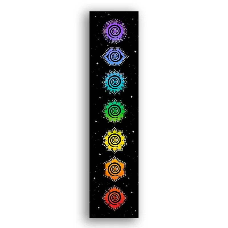 Rainbow Chakras Tapestry Buddhism Yoga Cosmic Energy Centers meditation Tapestries black Wall Hanging Bedroom Drom Home Decor - NICEART