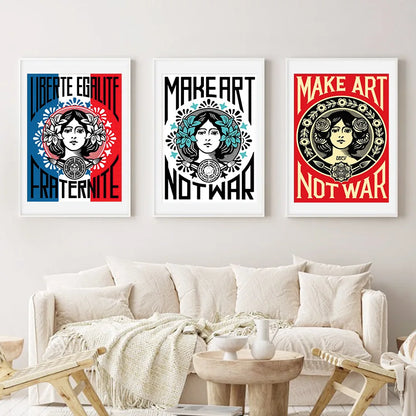 Liberte Egalite Fraternite Make No War Canvas Painting Wall Art Posters and Prints Pictures for Living Room Decoration Gifts - NICEART