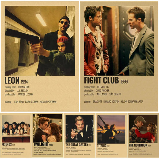 Classic Movie TV Collection Retro Posters Leon Titanic Fight Club Nostalgia Prints Poster Home Room Cafe Decor Art Wall Painting - NICEART