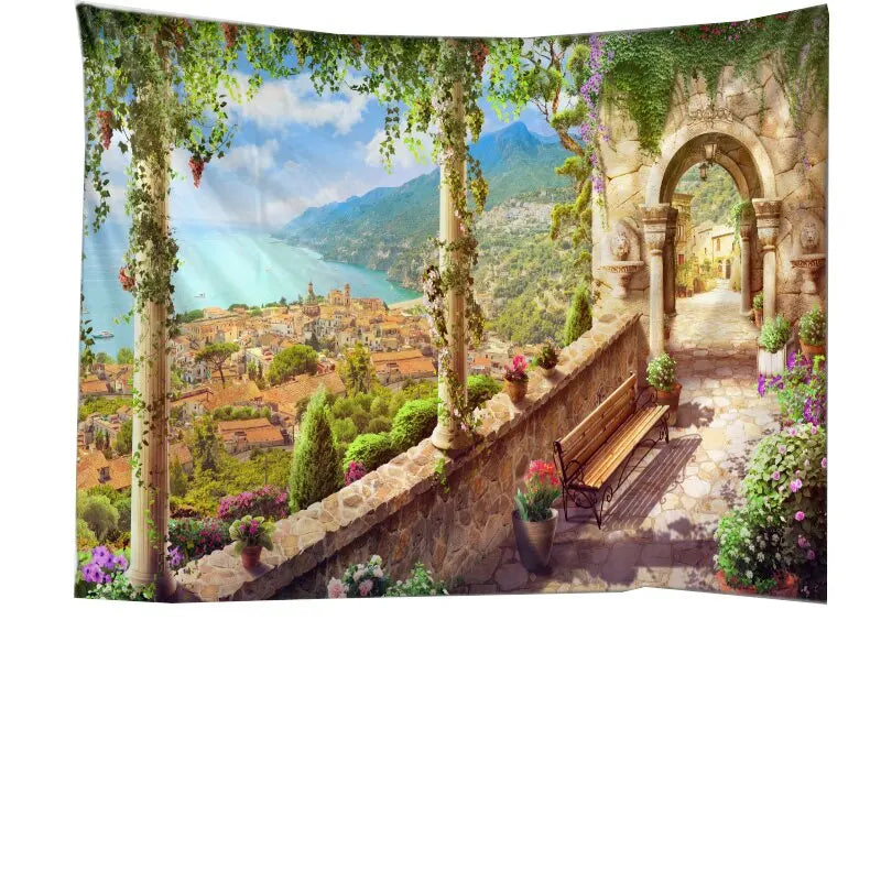 Tapestry Wall Hanging Beautiful Sea Beach Landscape    Art Bedroom Window Decoration  Background