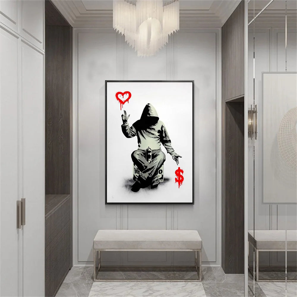 Graffiti Abstract Money And Love Wall Art Poster Modern Pop Minimalist Home Decor Mural Canvas Paint Picture Print Artwork Gift - NICEART