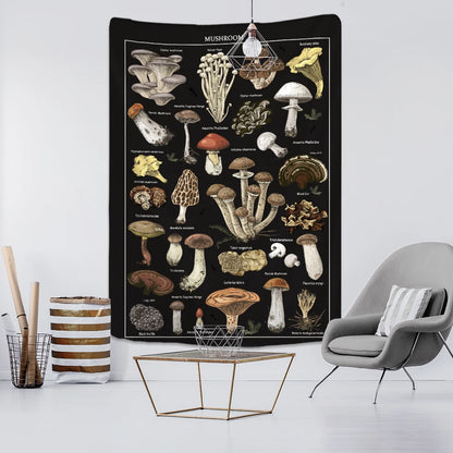 Black Mushroom Example Image Tapestry Wall Hanging Boho Psychedelic Mystery Witchcraft Dorm Home Decor