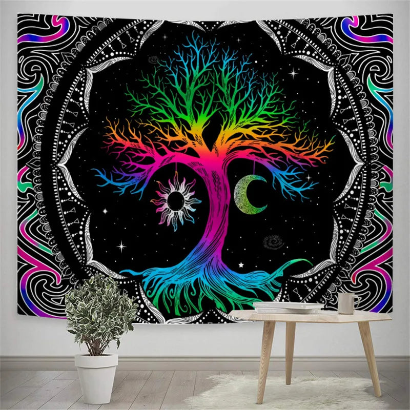 Cosmic Life Tree Tapestry Dreamy Big Tree Wall Blanket Home Decor Origin Tree Background Wall Hanging Cloth for Bedroom