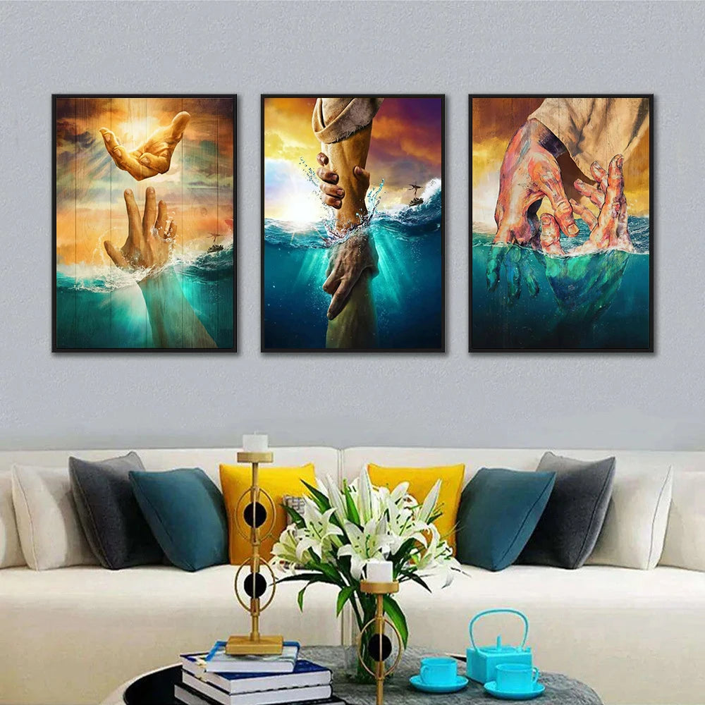 Modern Hand Of God Jesus Wall Art Poster Abstract Home Living Room Decoration Canvas Painting Mural Prints Pictures Artwork Gift - NICEART