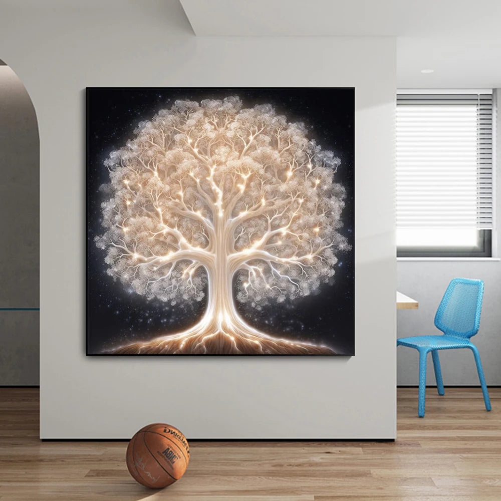 Fantasy White Tree Of Life Poster Prints For Living Room Home Decor Abstract Mythic Life Tree Canvas Painting Wall Art Aesthetic - NICEART
