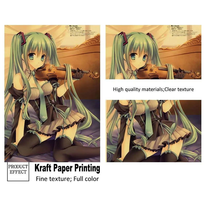 Anime Idol Cartoon Singer Miku Poster HD Print Kraft Paper Retro Wall Art Pictures Bedroom Decorative Painting Home Decor Gifts - NICEART