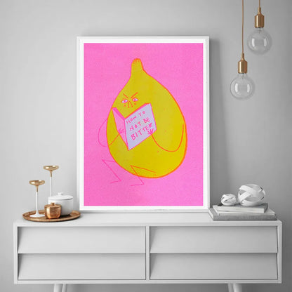 How To Not Be Bitter Cute Fruit Lemon Looking Book Poster And Prints Modern Canvas Painting Wall Art Pictures Living Room Decor - niceart