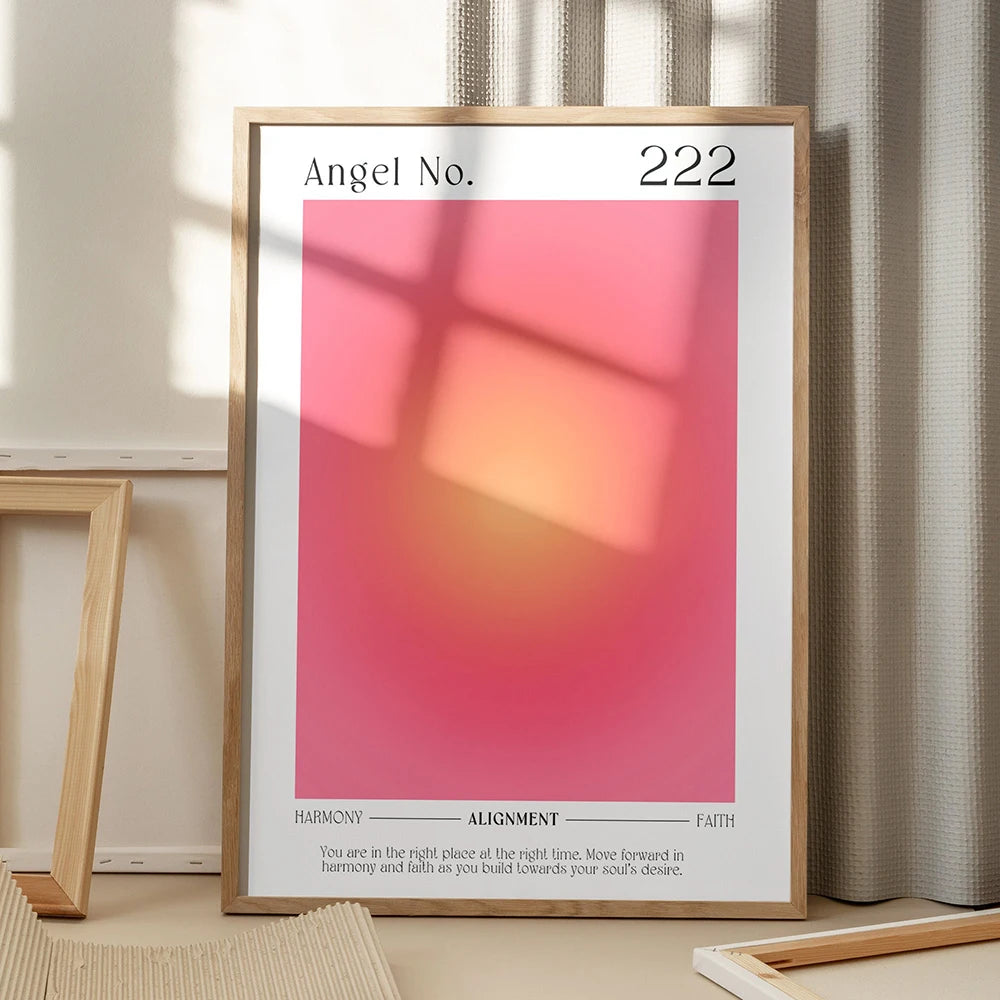 Angel Number Gradient Aura 222 444 888 Y2k Wall Art Canvas Painting Nordic Posters And Prints Wall Picture For Living Room Decor - NICEART