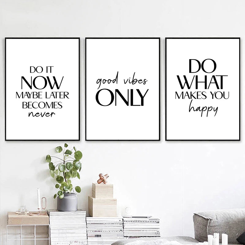 Nordic Inspirational Quotes Posters Modern Cursive Verse Wall Art Canvas Paintings Mural Decor for Living Room Office Decoration - niceart