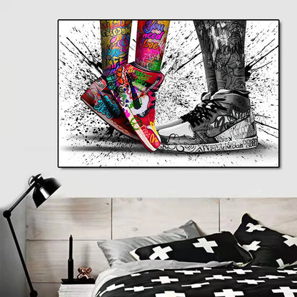 Graffiti Tide Brand Sneakers Poster Print Wall Art Canvas Painting Modern Pop Art Home Decorative Painting For Living Room Decor - NICEART
