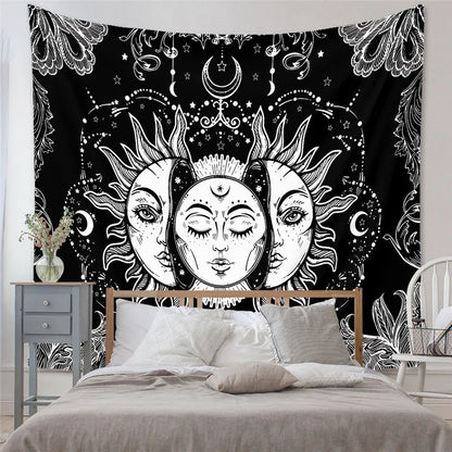 Psychedelic Mushroom Tapestry Indian Tapestry Wall Hanging Bohemian Psychedelic Witchcraft Sunn Moon Tapestry Tapiz