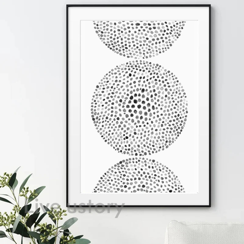 Polka Dots Pattern Prints Neutral Wall Art Picture Modern Minimalist  Geometric Poster Canvas Painting Bedroom Living Room Decor - NICEART