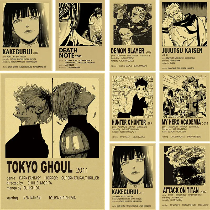 Anime Posters Jujutsu Kaisen/Junji Ito/Death Note/ Retro Kraft Poster Paper Room Home Bar Cafe Decor Art Wall Paintings Poster - niceart