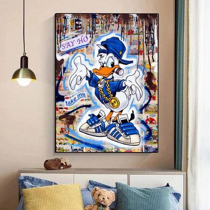 Abstract Mickey Mouse Graffiti Wall Decor Posters And Prints Donald Duck Street Art Cartoon Pop Canvas Painting For Living Room - NICEART