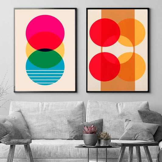 Abstract Inspired Retro Shapes Art Print Canvas Painting Poster Wall Art Minimalism Vintage Picture For Living Room Home Decor - NICEART