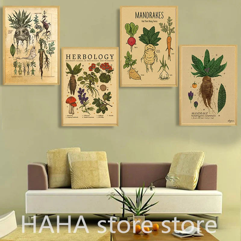 Plant Retro Posters Plant Print Poster Kraft Paper Home Decoration Aesthetic Art Wall Painting Posters - NICEART