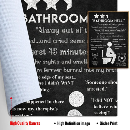 Bathroom Hell Funny Best Seat Toilet Paper Posters Print Humor Black White Quotes Canvas Painting Wall Art Bathroom Room Decor - NICEART