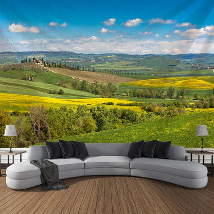 Natural Scenery, Hilly Grassland Tapestry, Art Decoration, Curtain, Hanging, Home, Bedroom, Living Room Decoration