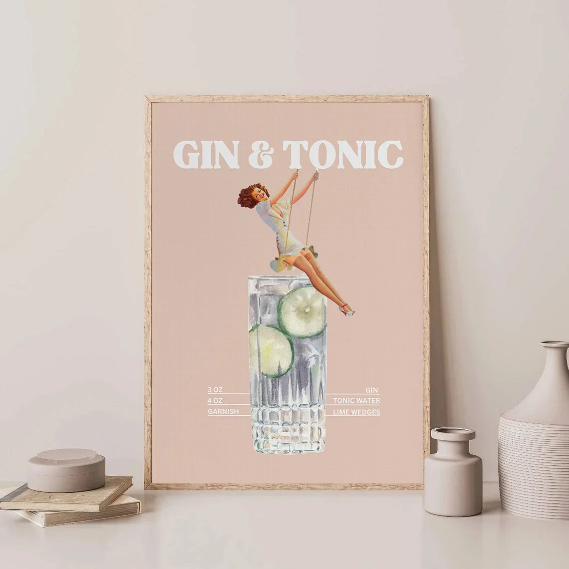 Retro Drink Cocktail With Cowgirl Poster Whiskey Gin And Tonic Mojito Canvas Painting Wall Art Pictures Home Bar Decor Gift - NICEART