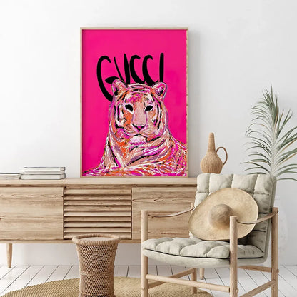 Luxury Brand Animals Canvas Painting Fashion Hypebeast Tiger Portrait Posters and Prints Nordic Wall Art Picture for Living Room - NICEART