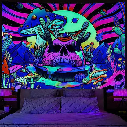 Psychedelic Skull Mushroom Mandala Tapestry Wall Hanging Bohemian Gypsy Psychedelic Tapiz Witchcraft Tapestry