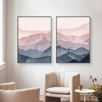 Mountains Stretching Ink Painting Wall Art Canvas Painting Nordic Living Room Dining Room Home Decoration Posters and Prints - NICEART