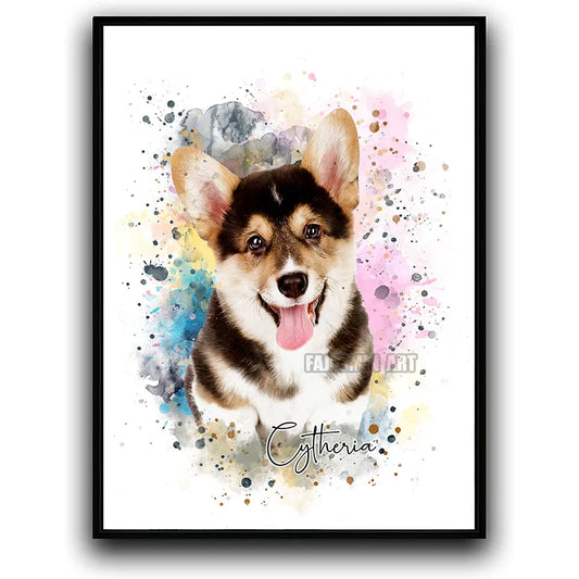 Custom Dog/Cat Portrait Name Canvas Interior Paintings Prints with Your Photos Wall Art Posters Pictures for Home Decoration - NICEART