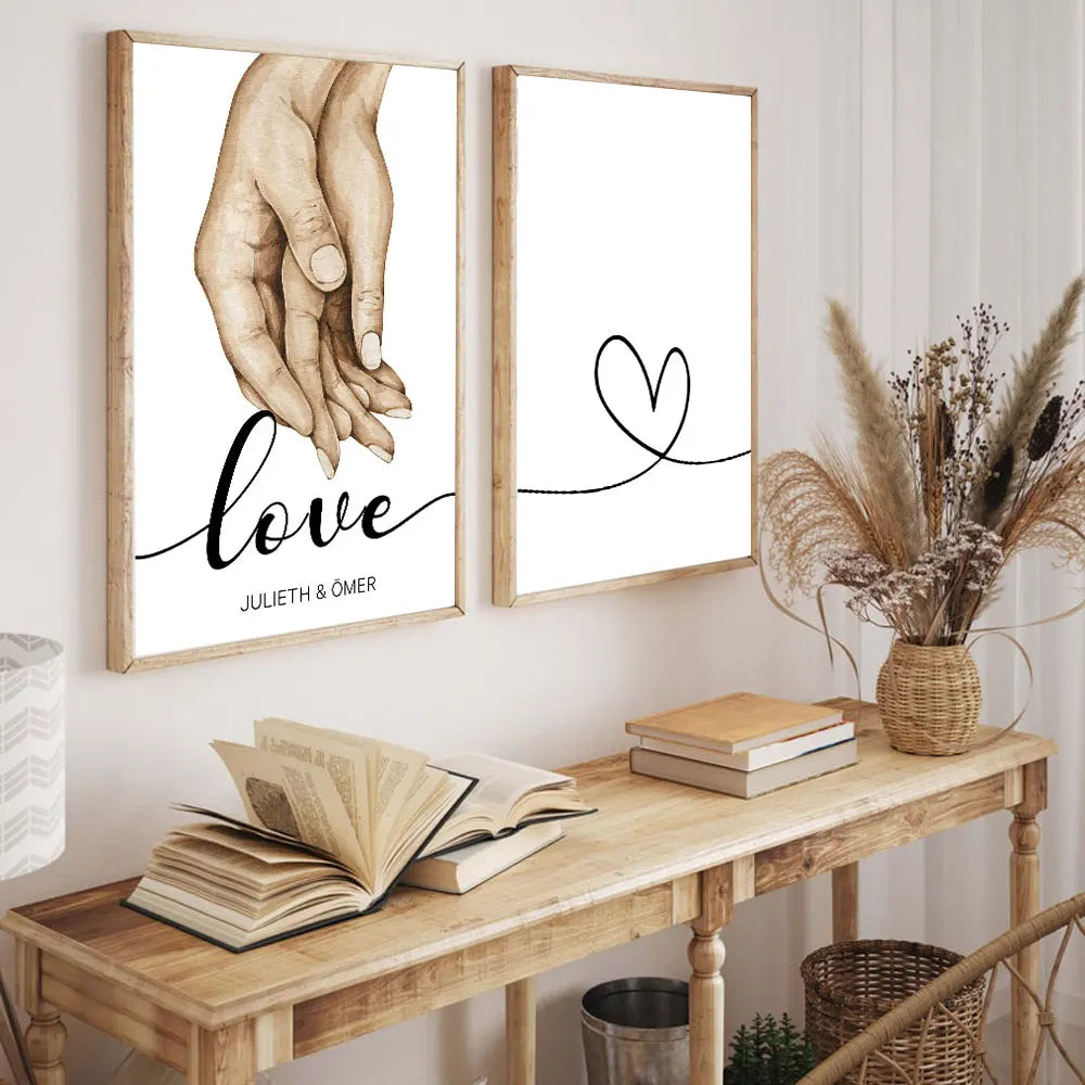 Personalized Family Hands Set 3 Of Poster Lovers Gifts Canvas Painting Nordic Art Print Abstract Wall Pictures Living Room Decor - NICEART