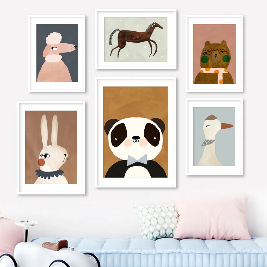 Bear Panda Goose Koala Mouse Cat Dog Horse Wall Art Canvas Painting Nordic Posters And Prints Wall Pictures Baby Kids Room Decor - NICEART