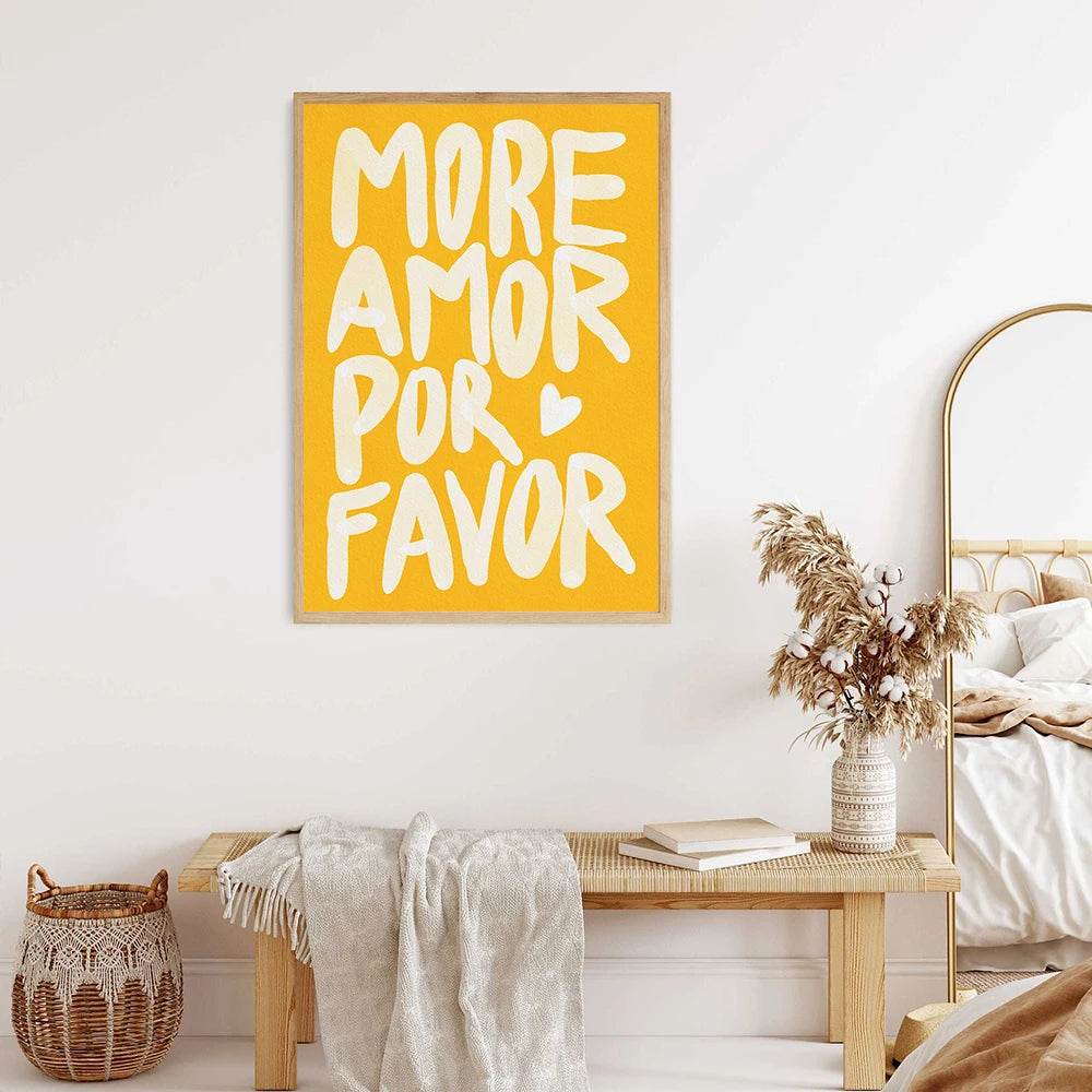 Maximalist More Amor Por Favor Eclectic Colorful Love Quote Wall Art Canvas Painting Posters Pink Prints Living Room Decoration - niceart