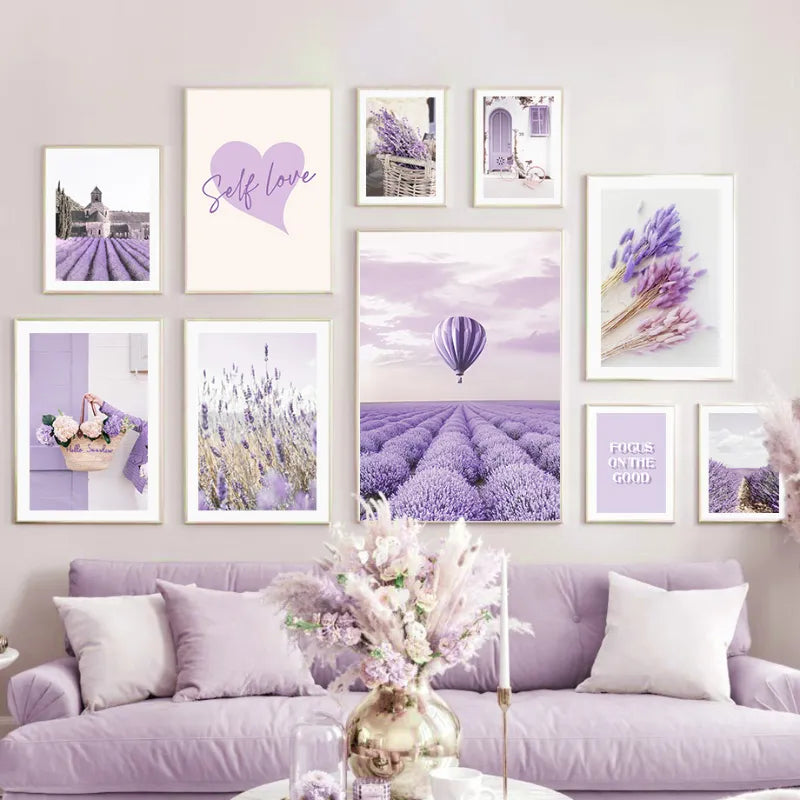 Lavender Manor Frameless Canvas Painting Decorative Art Printing Poster Image Home Living Room Bedroom Decoration Painting - NICEART