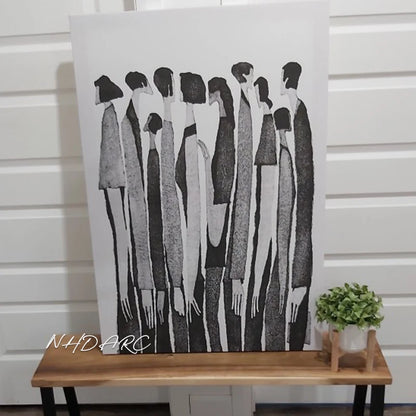 Modern Nordic Black White Abstract Characters Fashion Poster Painting Canvas Print Art Wall Picture Porch Living Room Home Decor - NICEART