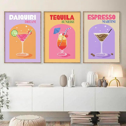 Nordic Poster Vintage Colorful Cocktail Canvas Painting Art Print Minimalist Picture Modern Bar Kitchen Home Decor Painting - NICEART