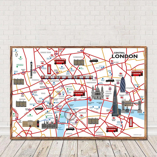 Modern Art London Block Building Traffic Map Canvas Painting and Printmaking Home Decoration in the Living Room Picture - NICEART