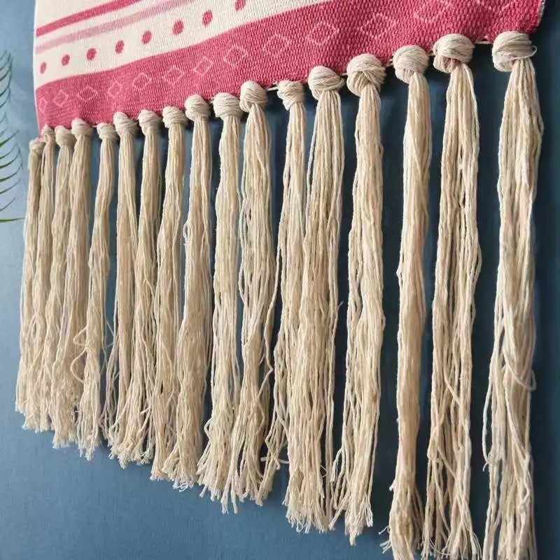 Bohemian Vintage Aesthetic Macrame Cotton Tassel Handmade Wall Hanging Tapestry For Home Living Room Boho Decor Art Decoration - NICEART
