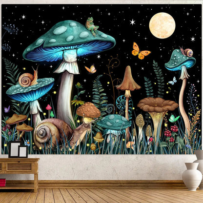 Tree of Life Tapestry Wall Hanging Moon Phase Snake Tapestries Trippy Bohemia Hippie Mushroom Moth Floral for Living Room Bedroo