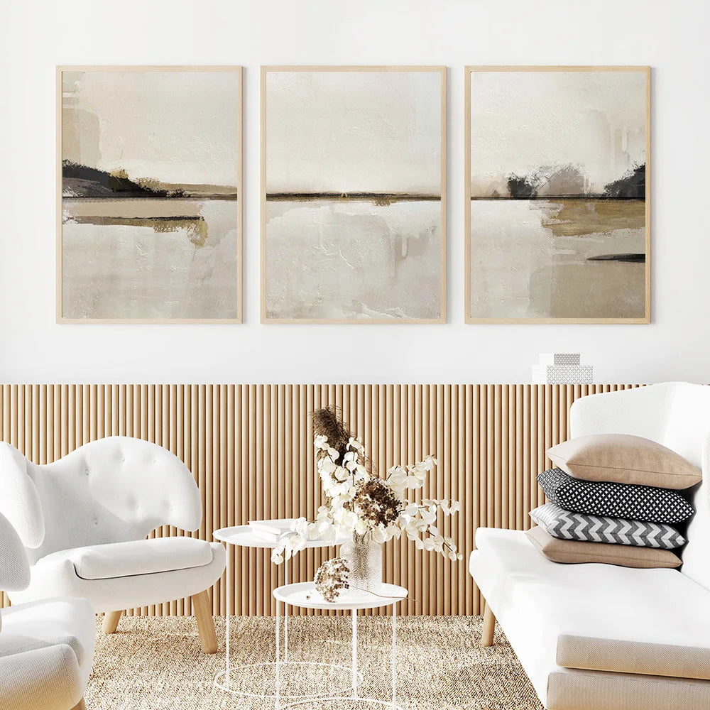 Abstract Scandinavian Neutral Poster And Print Gallery Wall Art Canvas Painting Nordic Modern Minimalist Landscape Picture Decor - NICEART