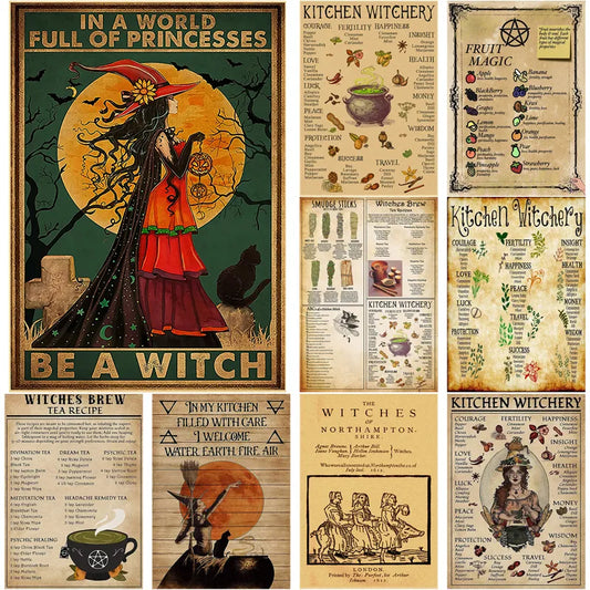 Kitchen Witchery Poster Retro Witch Brew Kraft Paper Prints Posters Vintage Home Room Bar Cafe Decor Aesthetic Art Wall Painting - NICEART