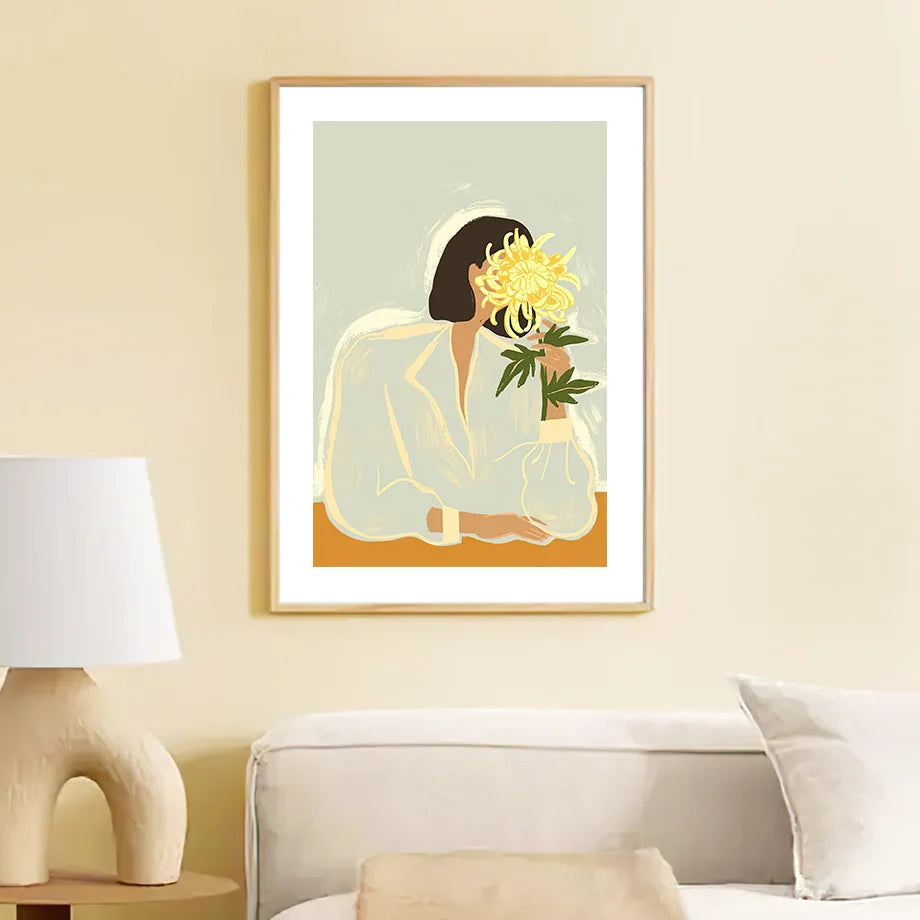 Abstract Girl Hands Fruit Flower Leaves Vase Wall Art Painting Nordic Posters and Prints Living Room  Mural Customizable - NICEART