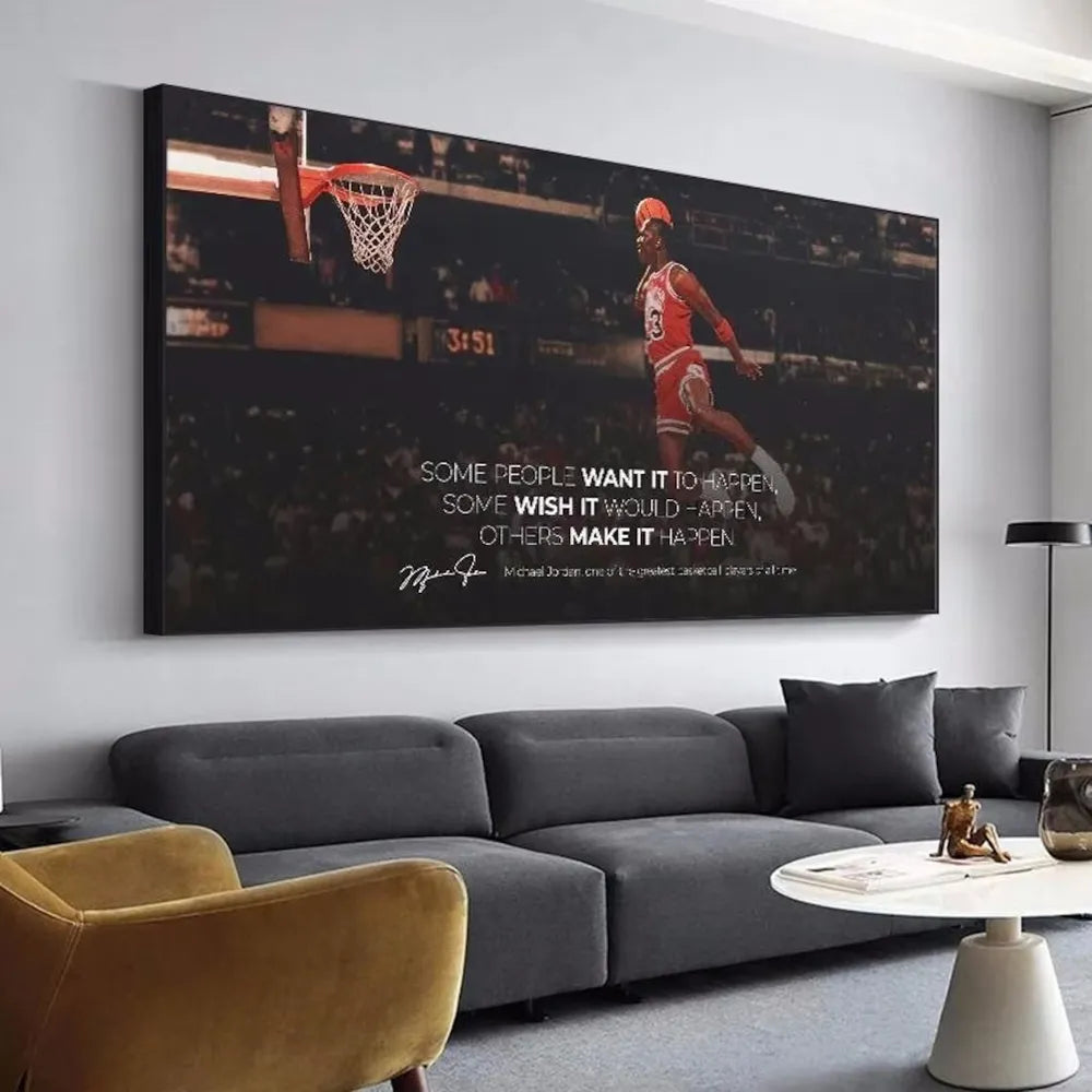 Jordon Quotes Motivational Basketball Posters and Prints Legend Basketball Star Canvas Painting Sport Wall Art Home Decor Mural - NICEART
