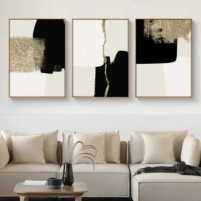 Modern Abstract Beige Black Gold Minimalist Posters Wall Art Canvas Paintings Print Picture Living Room Interior Home Decoration - niceart