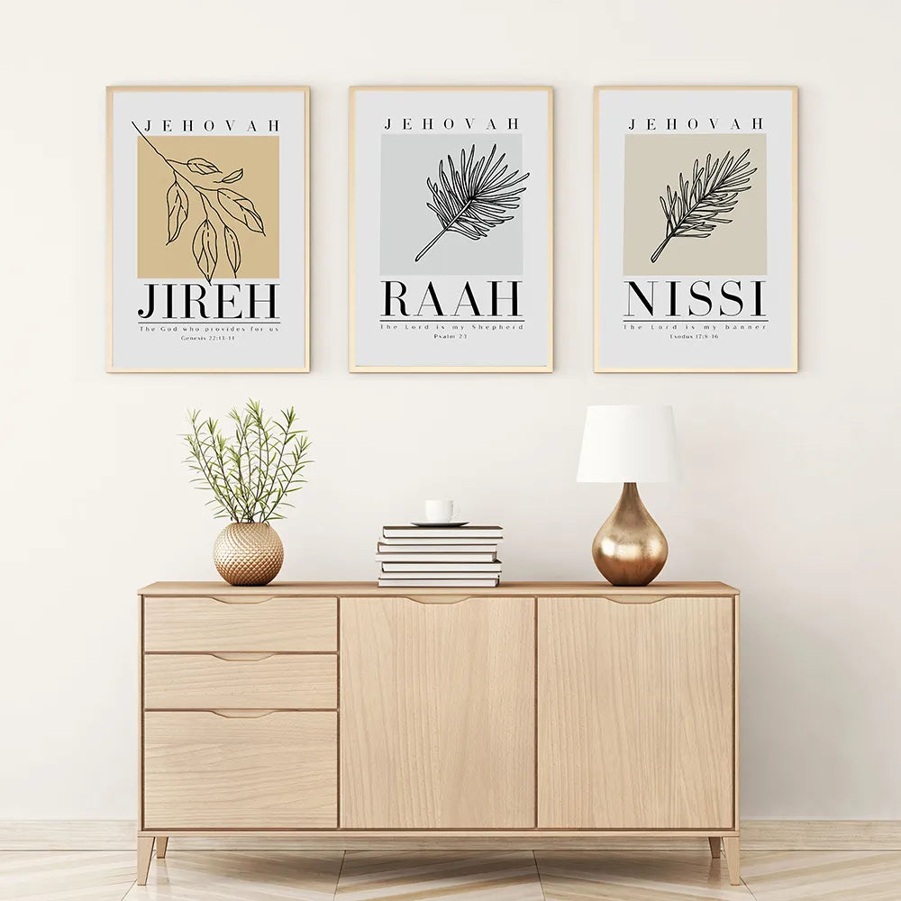 Christian Poster and Prints Modern Minimalist Bible Wall Art Pictures Abstract Leaves Flowers Canvas Painting Living Room Decor - niceart