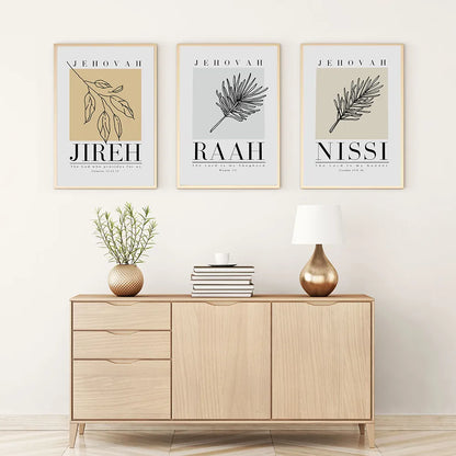 Christian Poster and Prints Modern Minimalist Bible Wall Art Pictures Abstract Leaves Flowers Canvas Painting Living Room Decor - niceart