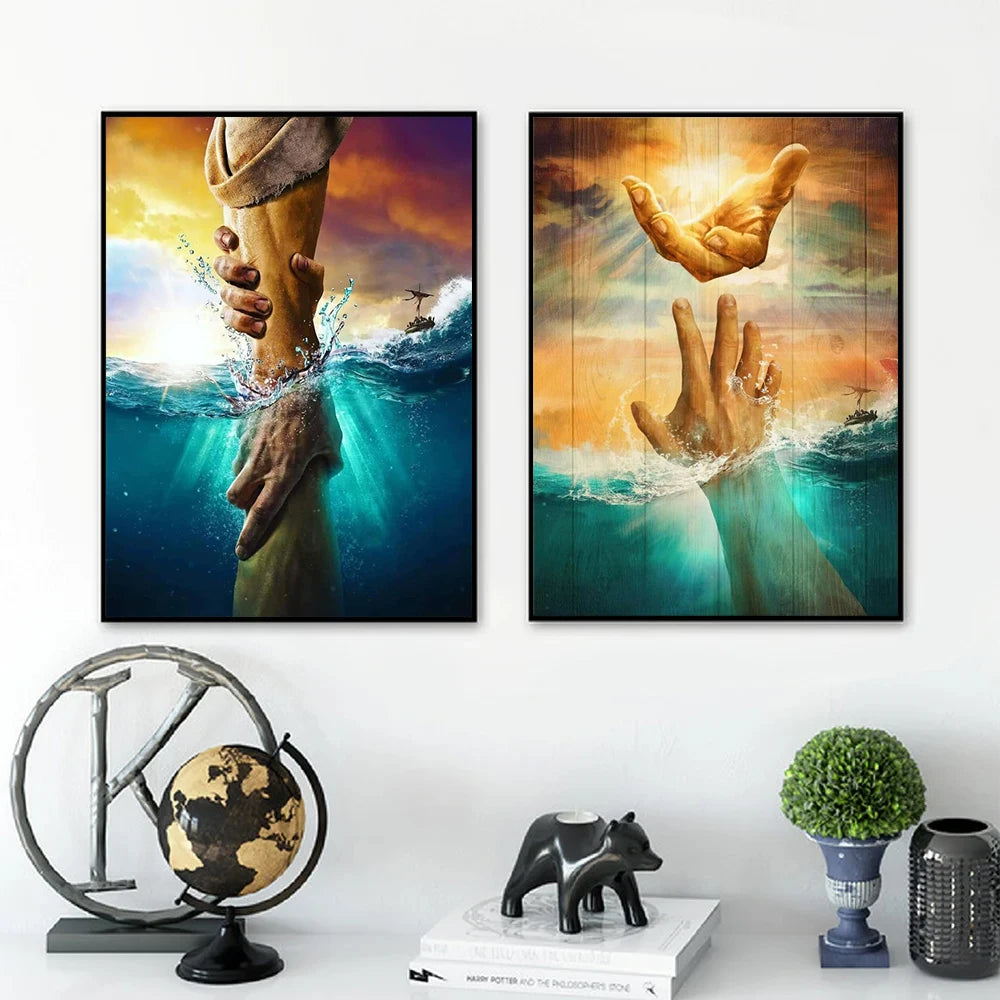 Modern Hand Of God Jesus Wall Art Poster Abstract Home Living Room Decoration Canvas Painting Mural Prints Pictures Artwork Gift - NICEART