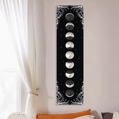 Moon Phase Tapestry Black and White starry sky Wall Hanging Moon Throw Blanket Home Decor Wall Hanging Bohemian Wall Cloth Mural - NICEART